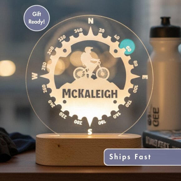 Personalized Cyclist LED Night Light – Fun Decor for Cycling Enthusiasts - Picture 1 of 8